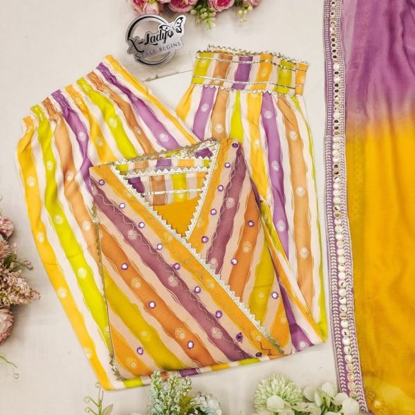 Tranding Georgette Embroidery Work Anarkali Gown Pant With Dupatta  3 Piece Kurti Set