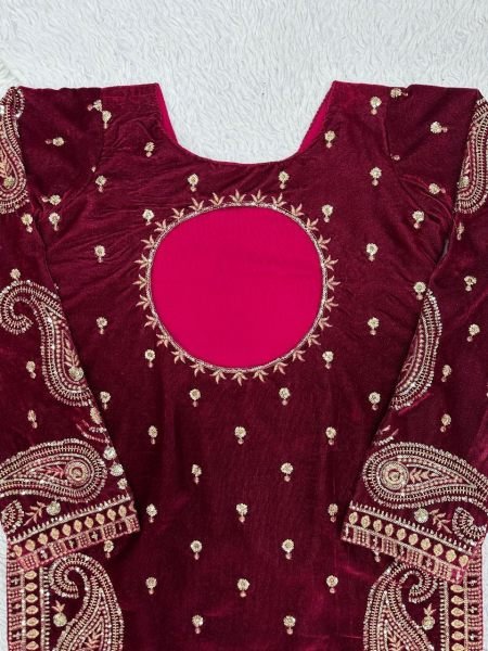 Tranding Viscose Velvet Thread And Sequence Work Suits Set  Ready To Wear Collection