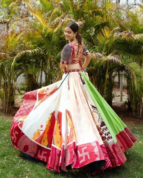 Tranditional Muslin Cotton Printed Navratri Lehenga Choli Navratri Lehnega Choli