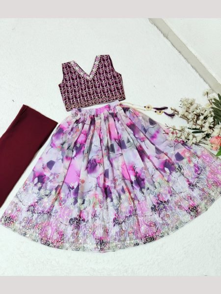 Treanding Sequence Embroidered Girls Lehenga Choli  Girls Wear