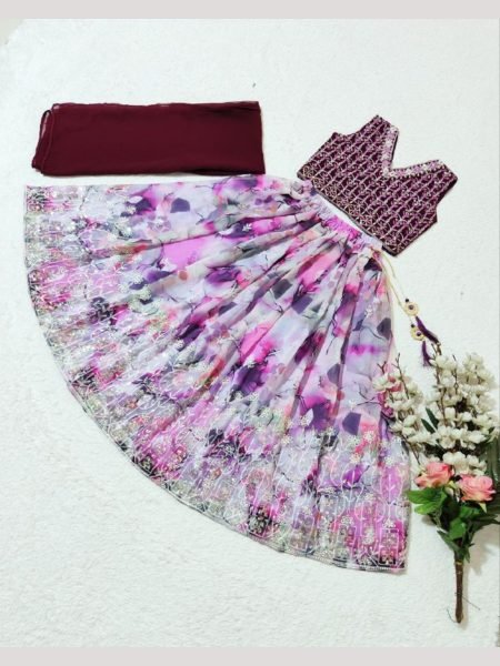 Treanding Sequence Embroidered Girls Lehenga Choli  Girls Wear