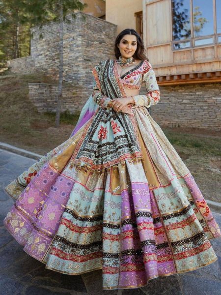 Trending Design Muslin Cotton Mirror Work Lehenga Choli Navratri Lehnega Choli