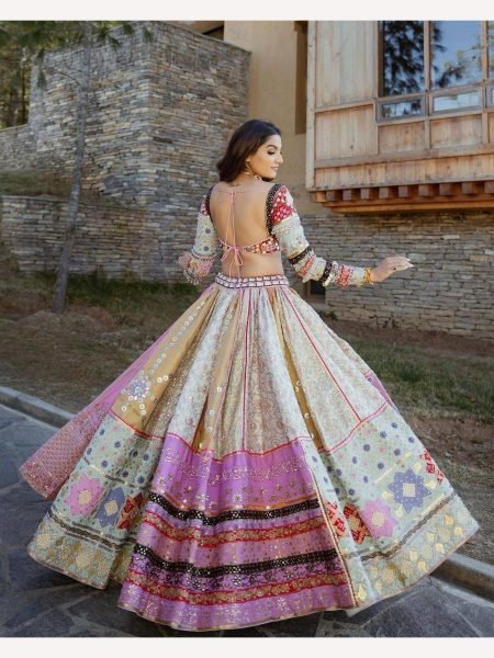 Trending Design Muslin Cotton Mirror Work Lehenga Choli Navratri Lehnega Choli