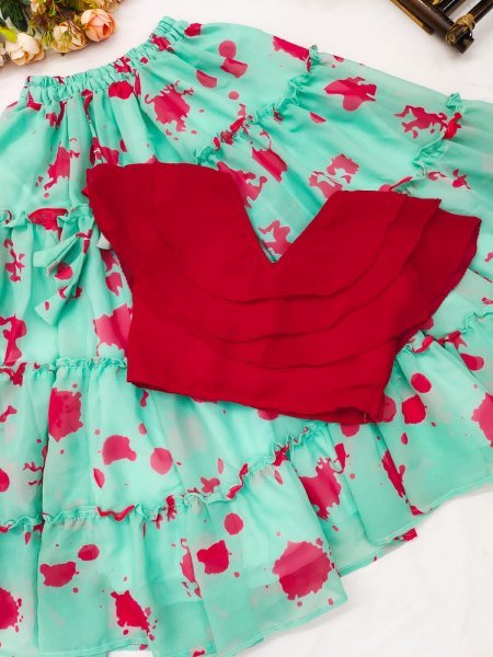 Trending Digital printed Work  Stitched Lahenga -Blouse  Girls Wear