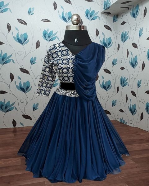 Trending Fancy Style Sequins Embroidered with Beautiful  Work  Stitched Kids Lahenga Girls Wear