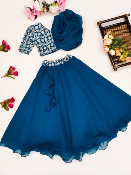 Trending Fancy Style Sequins Embroidered with Beautiful  Work  Stitched Kids Lahenga Girls Wear