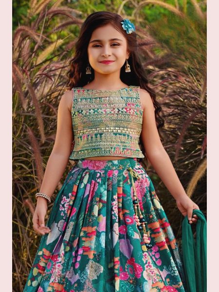 Trending faux Georgette  and Sequence Embroidery work  lehenga Choli for Kid s Girls Wear