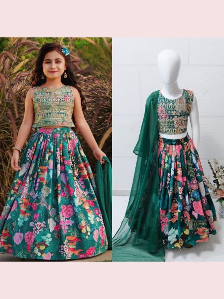 Trending faux Georgette  and Sequence Embroidery work  lehenga Choli for Kid s Girls Wear