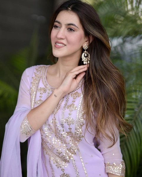 Trending Faux Georgette Embroidered With Real Foil Work Top  Pant And Dupatta 3 Piece Kurti Set