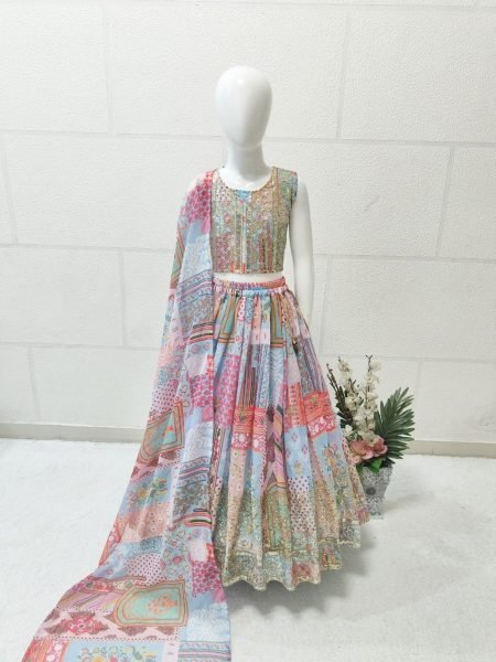 Trending Sequence Embroidered Fully Stitched Kids Lehenga Choli  Girls Wear