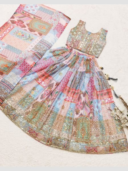 Trending Sequence Embroidered Fully Stitched Kids Lehenga Choli  Girls Wear