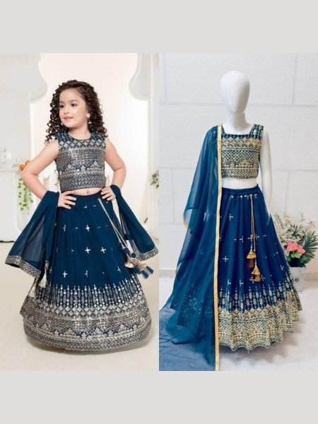 Trending Sequence Embroidery with Beautiful  Work  Lehenga  Blouse with Dupatta  Girls Wear