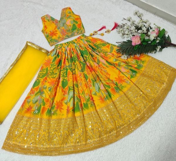 Trending Sequins Embroidered Girls Lehenga Choli Girls Wear