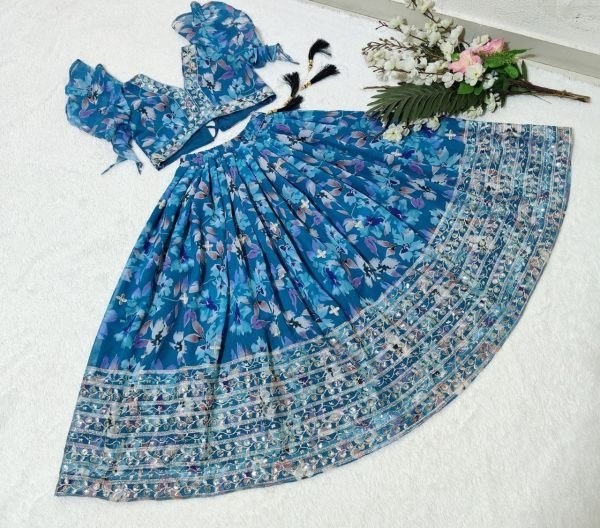 Trending Sequins Embroidered Girls Lehenga Choli  Girls Wear