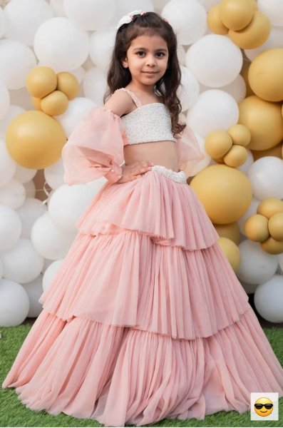 Trending Sequins Embroidered with Beautiful Pink lehanga Stitched Lahenga -Blouse with Dupatta For Baby Girl Girls Wear