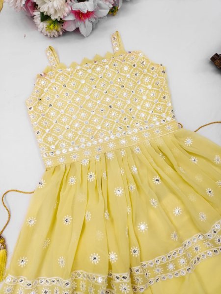 Trending Sequins Embroidered with Beautiful Cut Work  Stitched  Top   Palazzo with Dupatta  For Kids Girl  Girls Wear
