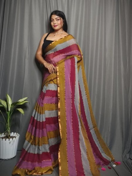 Trending Soft Mull Cotton Saree Rainbow Print Without Blouse Cotton Sarees Wholesale