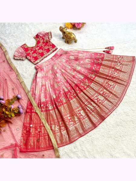Trending  Viscose Dyable Silk with Beautiful Golden Zari Weaving Work  Girls Wear