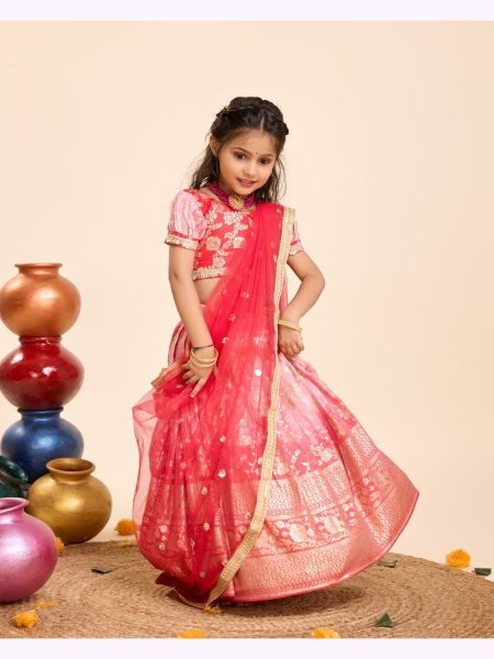 Trending  Viscose Dyable Silk with Beautiful Golden Zari Weaving Work  Girls Wear