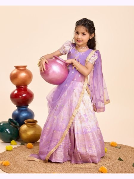 Trending  Viscose Dyable Silk with Beautiful Golden Zari Weaving Work  Girls Wear