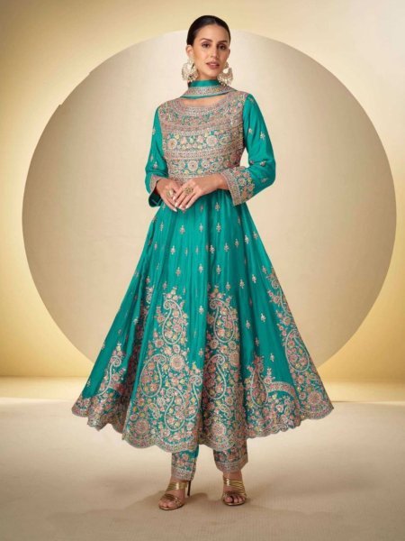 Trendsetting Sky Blue Fully Stitch Rasbari Catalog for Resellers and Exporters Salwar Kameez