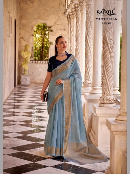 Trendy Designer Tissue Linen Saree With Zari Weaving  Designer Wedding Sarees Wholesale