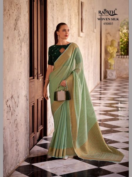 Trendy Designer Tissue Linen Saree With Zari Weaving  Designer Wedding Sarees Wholesale