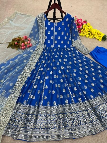 Trendy Embroidery Sequence Work Anarkali Gown   Ready To Wear Collection