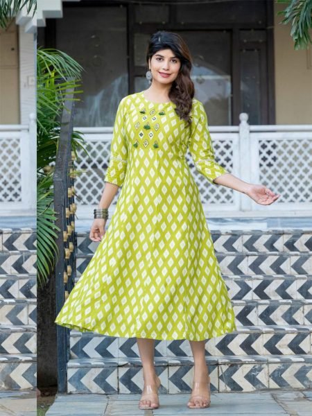 Trendy Fully Stitched Anarkali Gown  Rayon Fabric   Flattering Design Printed Kurtis