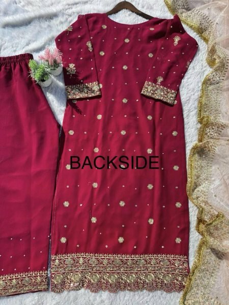 Trendy Party Wear Fox Georgette Suit Elegant Lace Back Embroidery Wholesale in Surat  Straight Cut Long Kurtis