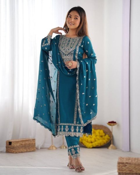 Unique Designer Fancy Heavy Embroidery Work Suits And Dupatta For Women 