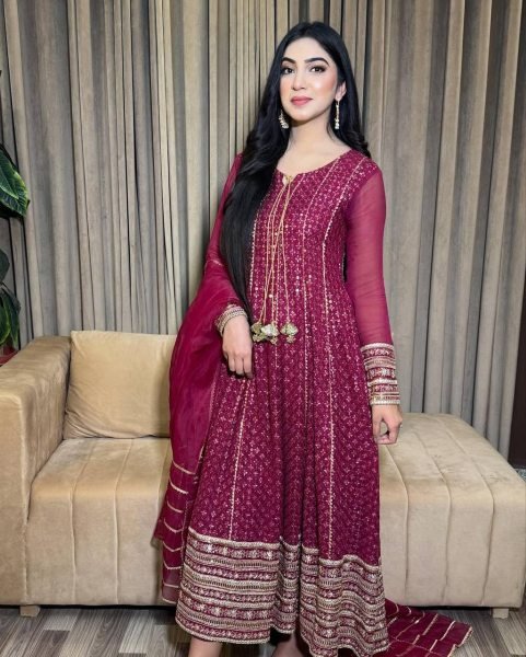 Unique Fox Georgette Embroidered Anarkali Set Fully Stitched Party Wear with Sequin Detailing Womens Fashion Anarkali Kurtis 