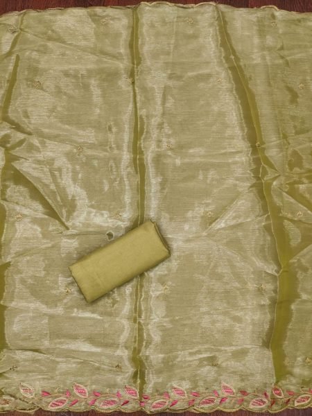 Unique Olive Green Color Barbrik silk Dress Material with Dupatta and Bottom Color Set Matching Dress Material Wholesale