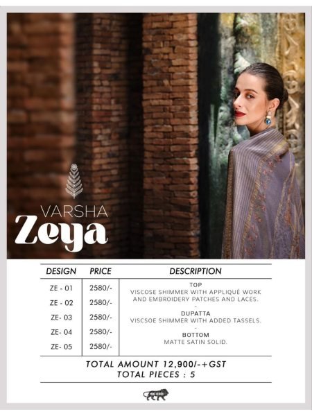Varsha New Collection Zeya Set Wise Collection  Full Set Salwar Kameez