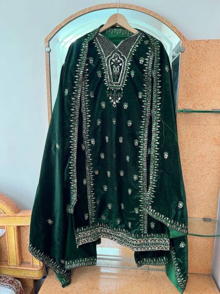 Velvet Silk Kurti Set with Embroidery   Sequins Work At Wholesale Rate Ready To Wear Suit