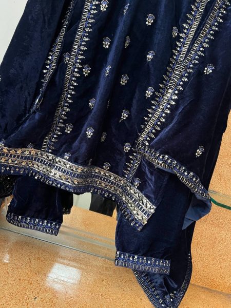 Velvet Silk Kurti Set with Embroidery   Sequins Work At Wholesale Rate Ready To Wear Collection