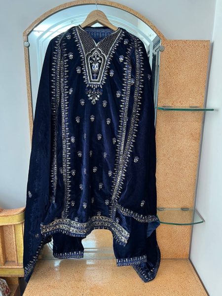 Velvet Silk Kurti Set with Embroidery   Sequins Work At Wholesale Rate Ready To Wear Collection