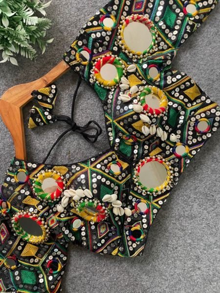 Vibrant Festival Blouse with Real Mirror & Kaudi Work Navratri Showstopper Blouse Collection