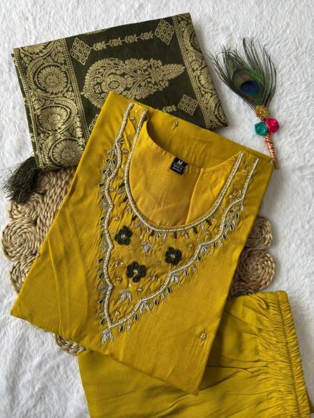 Vibrant Roman Silk Kurti Pant With Dupatta Online At Best Rate 3 Piece Kurti Set