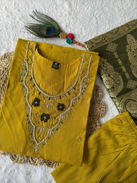 Vibrant Roman Silk Kurti Pant With Dupatta Online At Best Rate 3 Piece Kurti Set