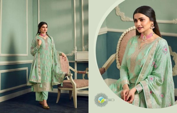 VINAY KASEESS AARZOO-2  Pure Viscous Jacquard With Embroidery Neck Work With Stone Work Suit Collection  Churidar Salwar Suits Wholesale