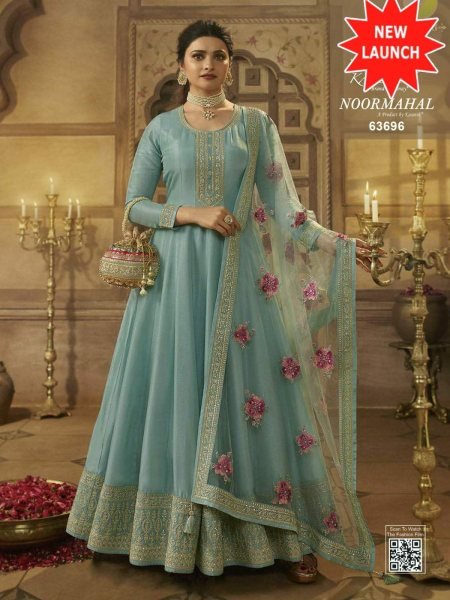 Vinay Noormahal Dola Silk with jari dori codding work Anarkali  Anarakali Gown Wholesale