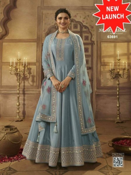 Vinay Noormahal Dola Silk with jari dori codding work Anarkali  Anarakali Gown Wholesale