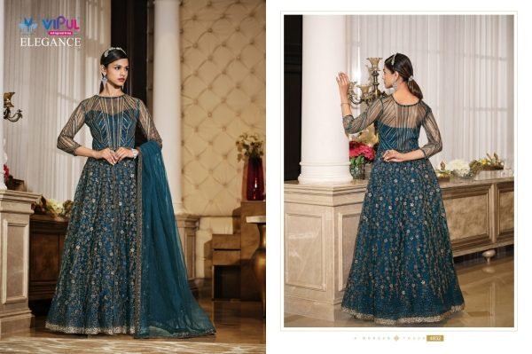 VIPUL PREMIUM HEAVY NET WORK SEMI STITCHED GOWN COLLECTION Anarakali Gown Wholesale