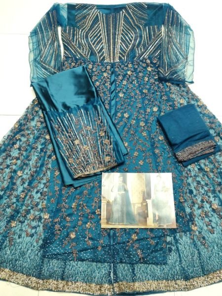 VIPUL PREMIUM HEAVY NET WORK SEMI STITCHED GOWN COLLECTION Anarakali Gown Wholesale