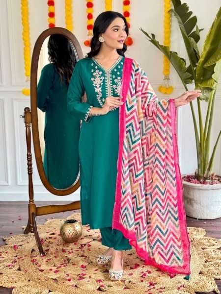 Viscose Chanderi Embroidered Suit Set – Perfect for Every Occasion Kurtis