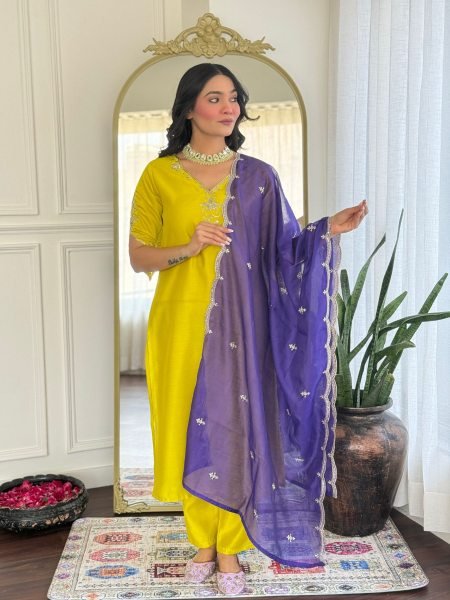 Viscose Chanderi Kurti Set with Chanderi Dupatta Wholesale Ethnic Party Wear Collection 