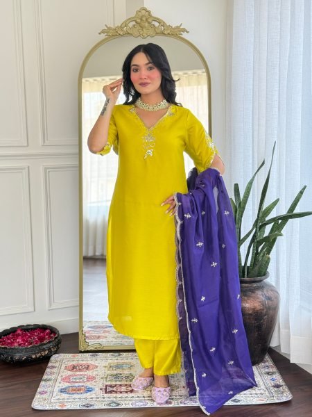 Viscose Chanderi Kurti Set with Chanderi Dupatta Wholesale Ethnic Party Wear Collection  Straight Cut Long Kurtis