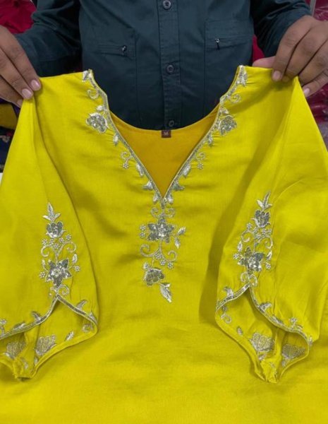 Viscose Chanderi Kurti Set with Chanderi Dupatta Wholesale Ethnic Party Wear Collection  Straight Cut Long Kurtis