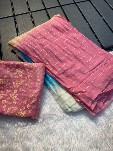 Viscose Georgette Saree With Banarasi Silk Blouse  Georgette Sarees Wholesale